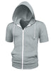 Lightweight Solid Color Zip Up Short Sleeve Hoodies