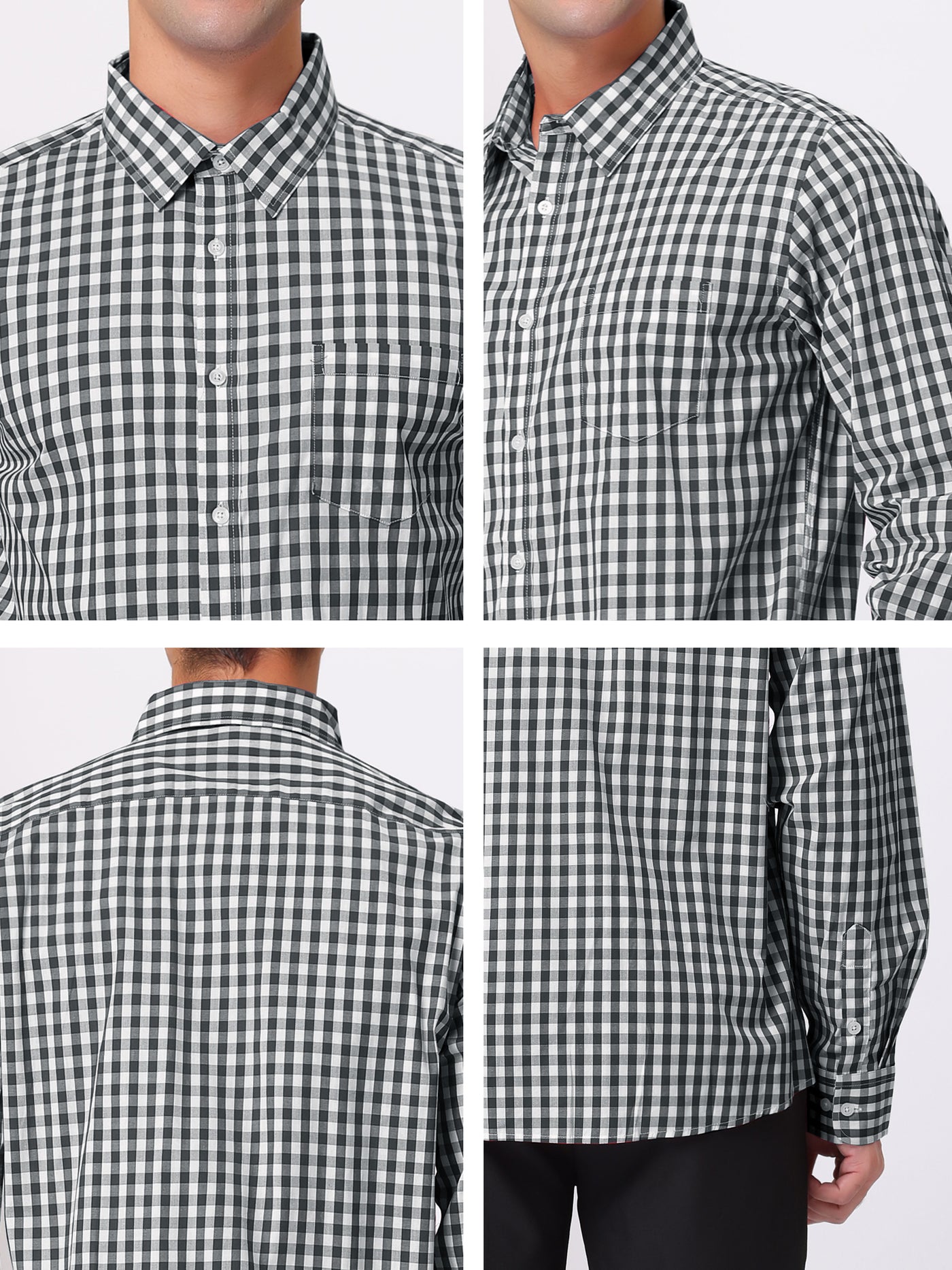 Bublédon Men's Plaid Button Down Long Sleeves Dress Checkered Shirts