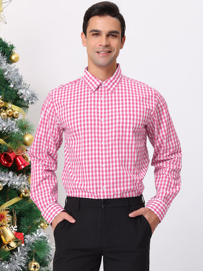 Men's Plaid Button Down Long Sleeves Dress Checkered Shirts