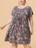 Chic Printed Crew Neck Short Sleeve Plus Size Dress