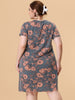 Chic Printed Crew Neck Short Sleeve Plus Size Dress