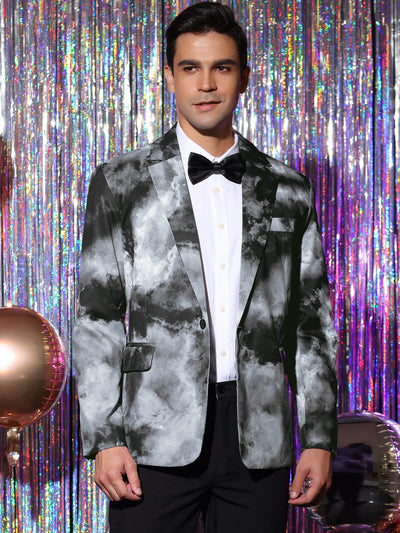 Men's Tie Dye Blazer Single Breasted Prom Wedding Sports Coat Suit Jacket