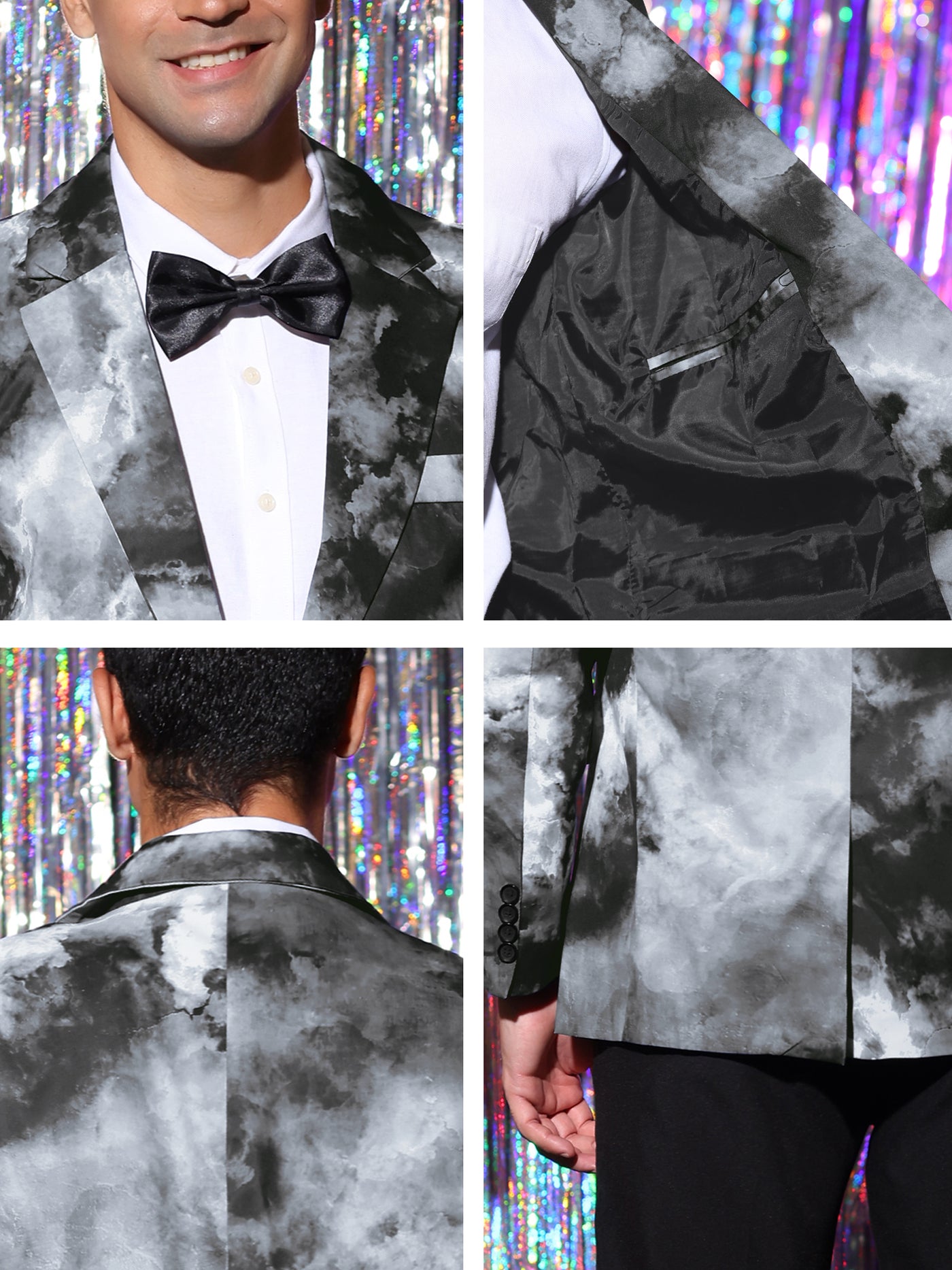 Bublédon Men's Tie Dye Blazer Single Breasted Prom Wedding Sports Coat Suit Jacket
