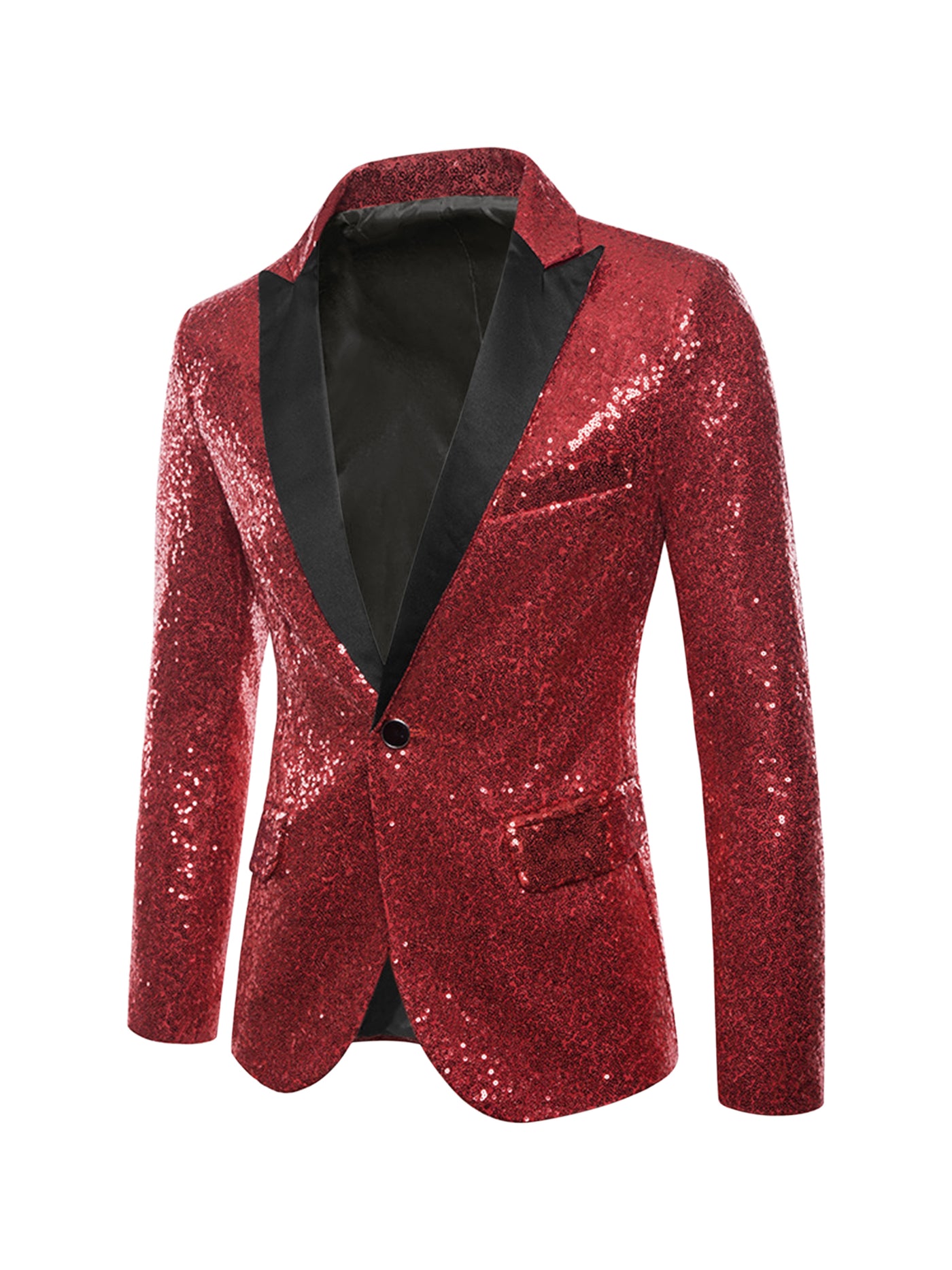 Bublédon Men's Sequin Suit Jacket Peak Lapel Sparkly Party Show Glitter Sports Coat