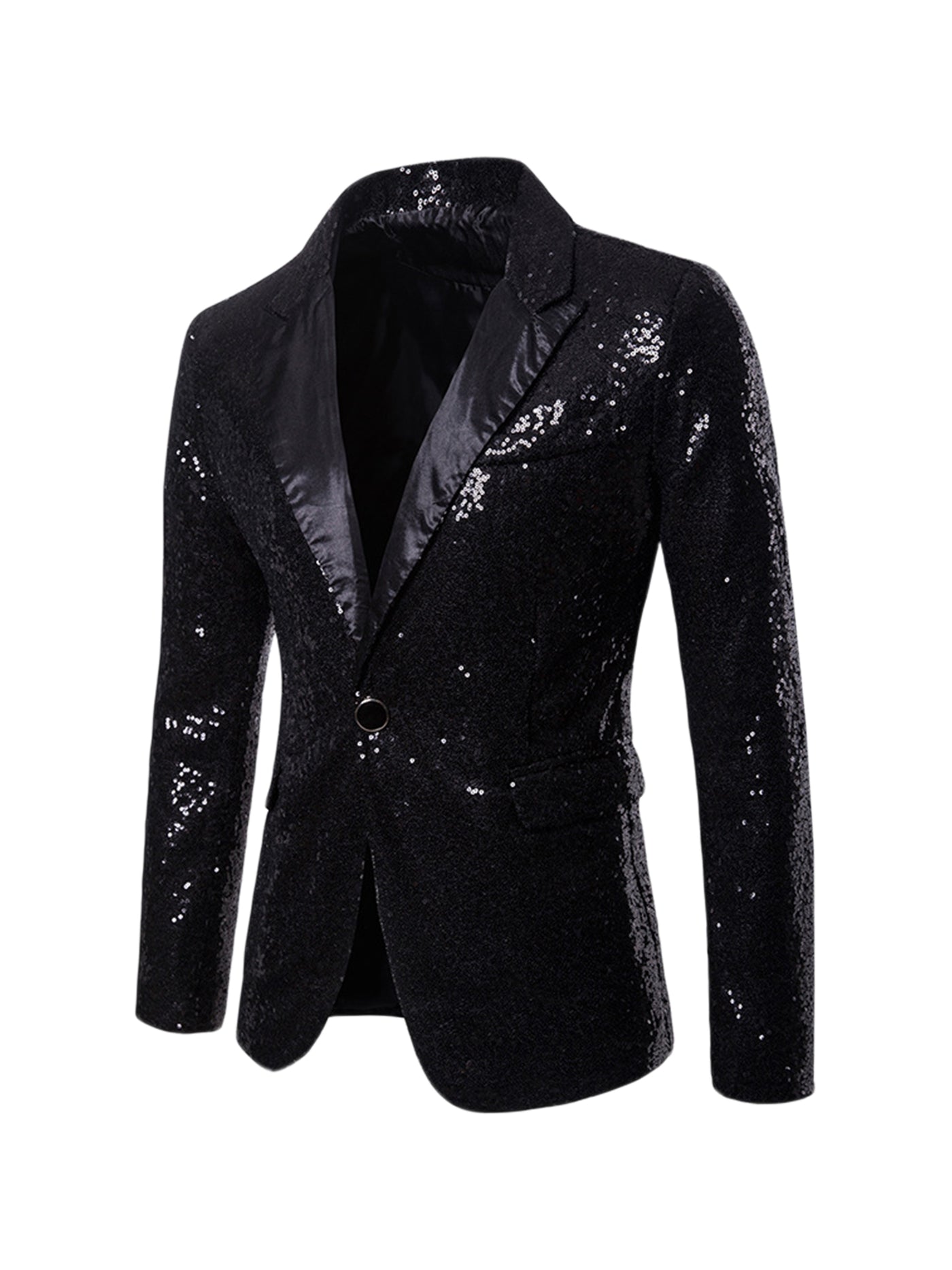 Bublédon Men's Sequin Suit Jacket Peak Lapel Sparkly Party Show Glitter Sports Coat