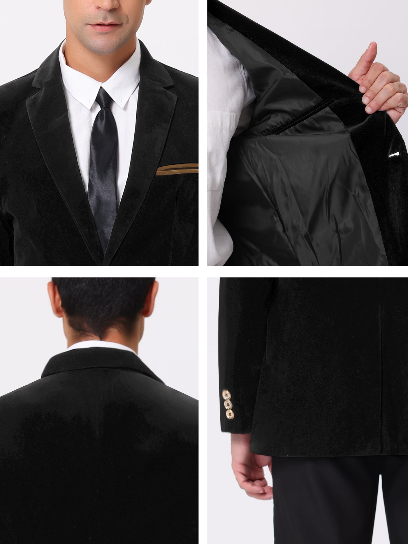 Bublédon Men's Velvet Blazer One Button Notched Lapel Prom Dress Suit Jacket