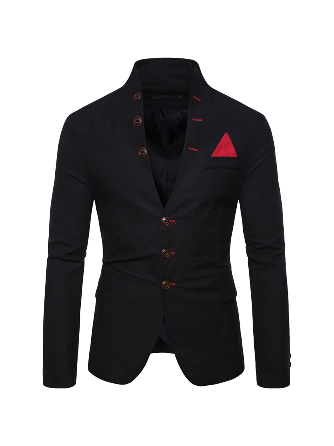 Bublédon Men's Stand Collar Blazer Slim Fit Single Breasted 3 Button Prom Suit Sports Coat