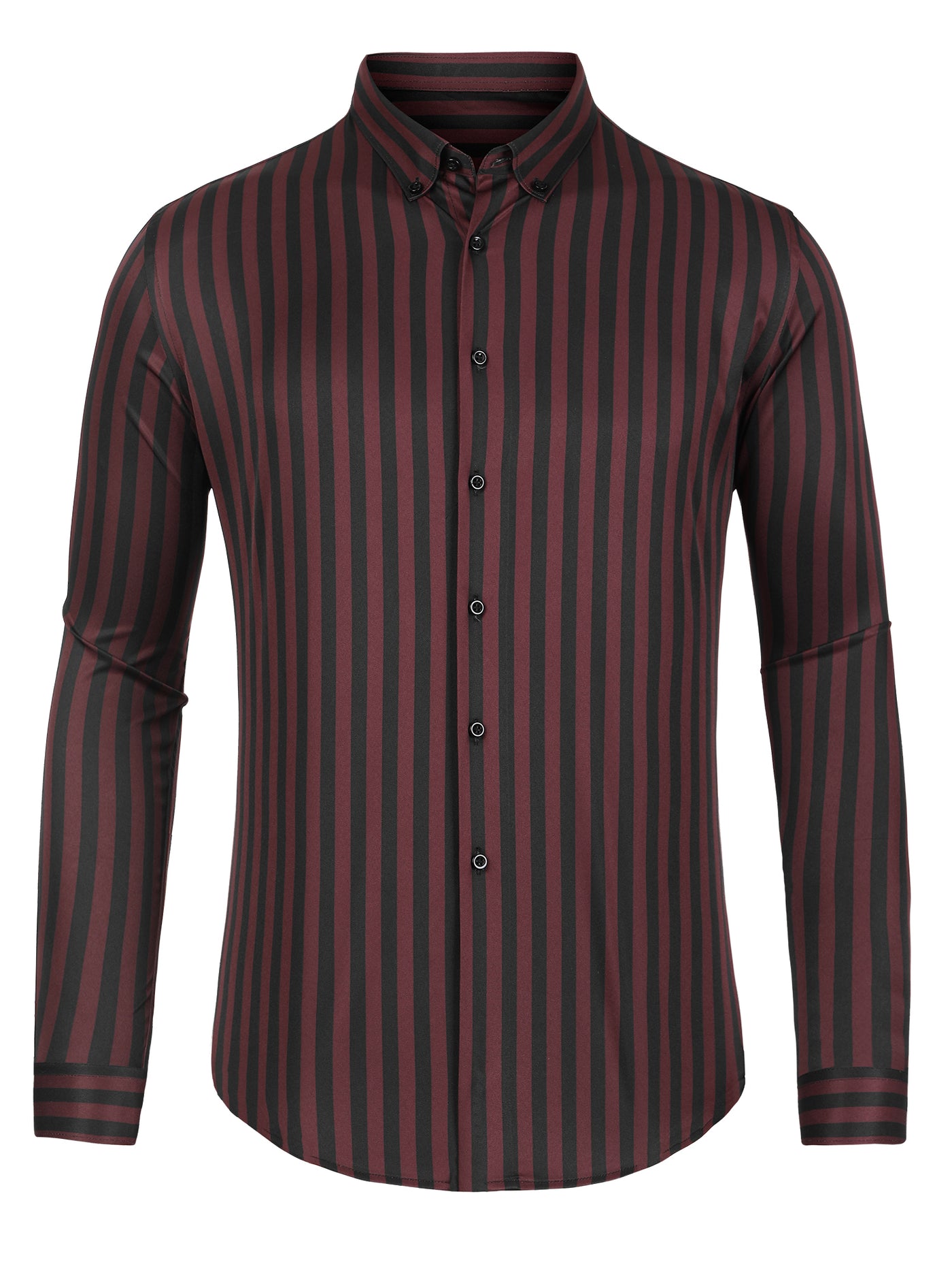 Bublédon Men's Satin Stripe Dress Shirts Long Sleeves Button Down Formal Business Shirt