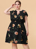 Polyester V Neck Floral Print Summer Plus Size Dress