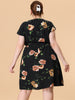 Polyester V Neck Floral Print Summer Plus Size Dress
