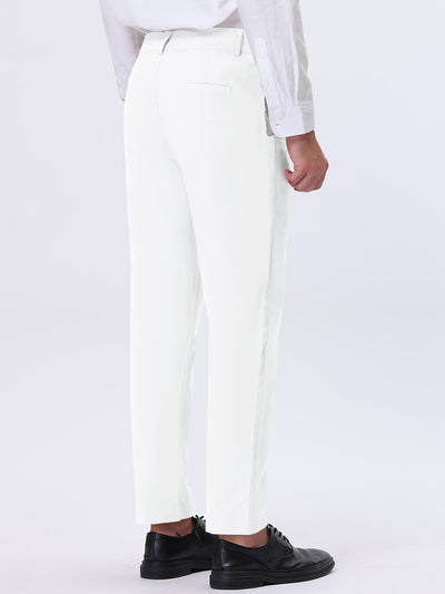 Men's Solid Color Slacks Straight Fit Flat Front Chino Dress Pants