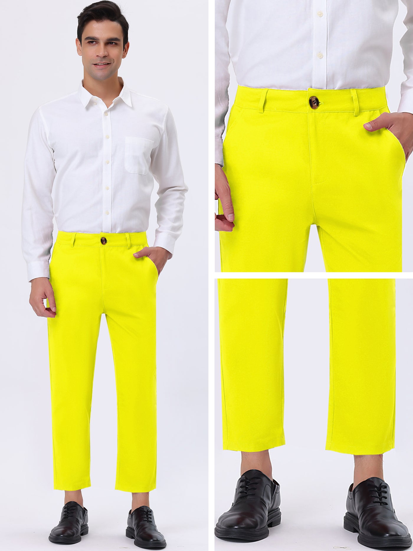 Bublédon Men's Business Pants Classic Fit Flat Front Straight Suit Trousers