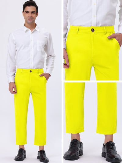 Men's Business Pants Classic Fit Flat Front Straight Suit Trousers