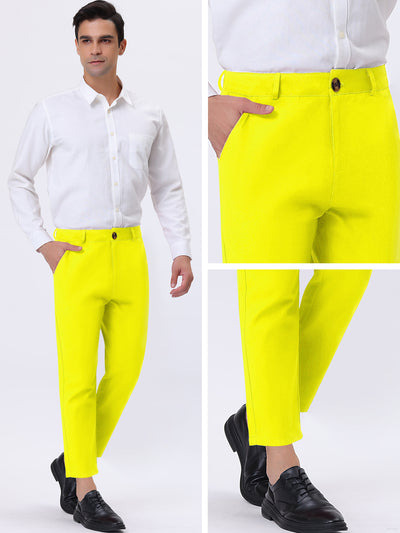 Men's Business Pants Classic Fit Flat Front Straight Suit Trousers