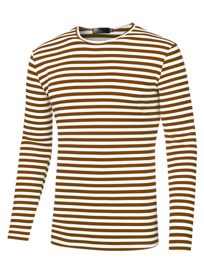 Men's Striped Crew Neck Stripe Basic Long Sleeve Shirt