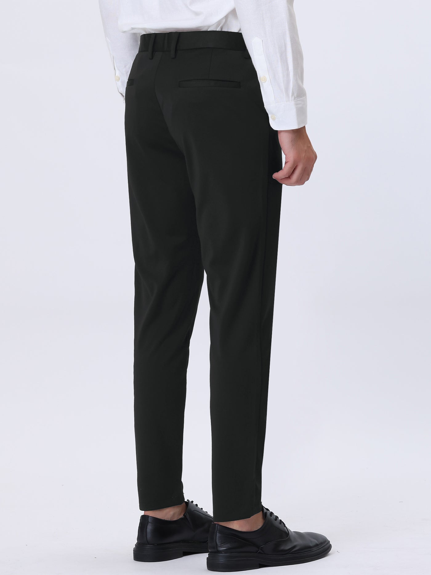Bublédon Men's Cropped Dress Pants Flat Front Office Solid Color Trousers