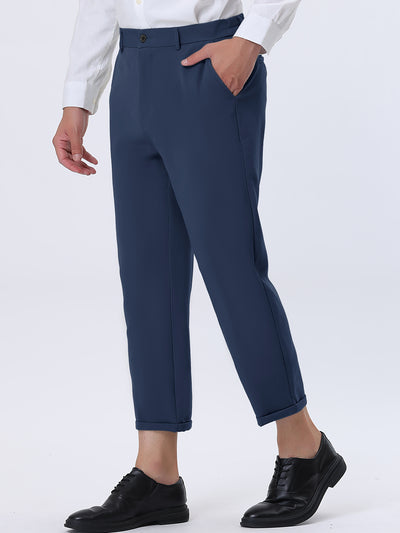 Men's Cropped Tapered Pants Solid Business Ankle Length Trousers