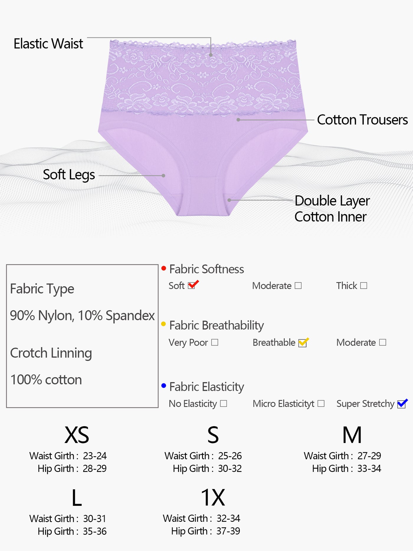 Bublédon Underpants for Women Stretch Briefs Breathable Panties 3 Packs