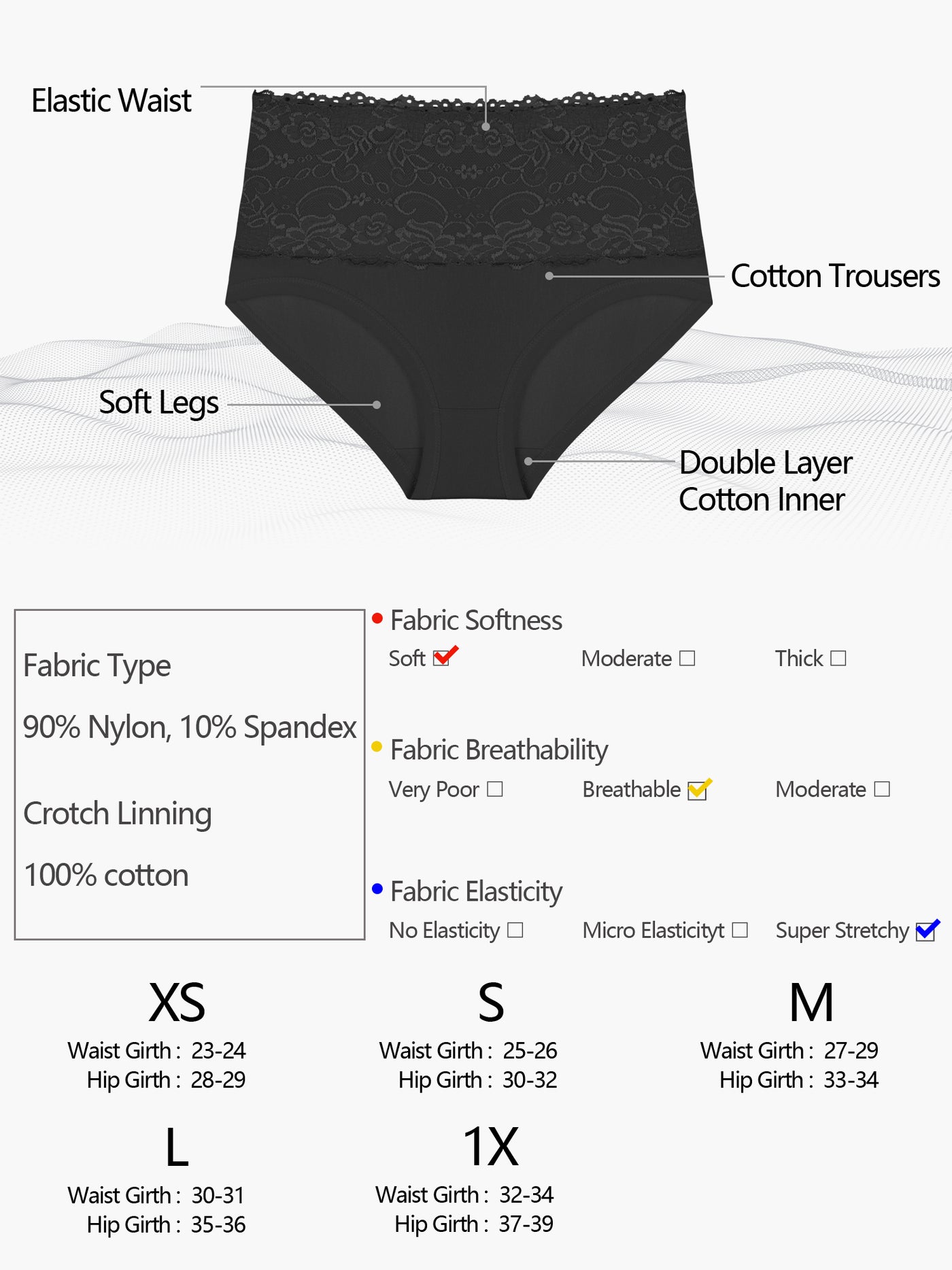 Bublédon Underpants for Women Stretch Briefs Breathable Panties 3 Packs