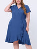 Rayon V Neck Summer Ruffle Hem Plus Size Dress