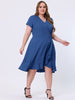 Rayon V Neck Summer Ruffle Hem Plus Size Dress