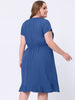 Rayon V Neck Summer Ruffle Hem Plus Size Dress