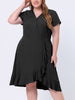 Rayon V Neck Summer Ruffle Hem Plus Size Dress