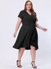 Rayon V Neck Summer Ruffle Hem Plus Size Dress