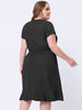 Rayon V Neck Summer Ruffle Hem Plus Size Dress