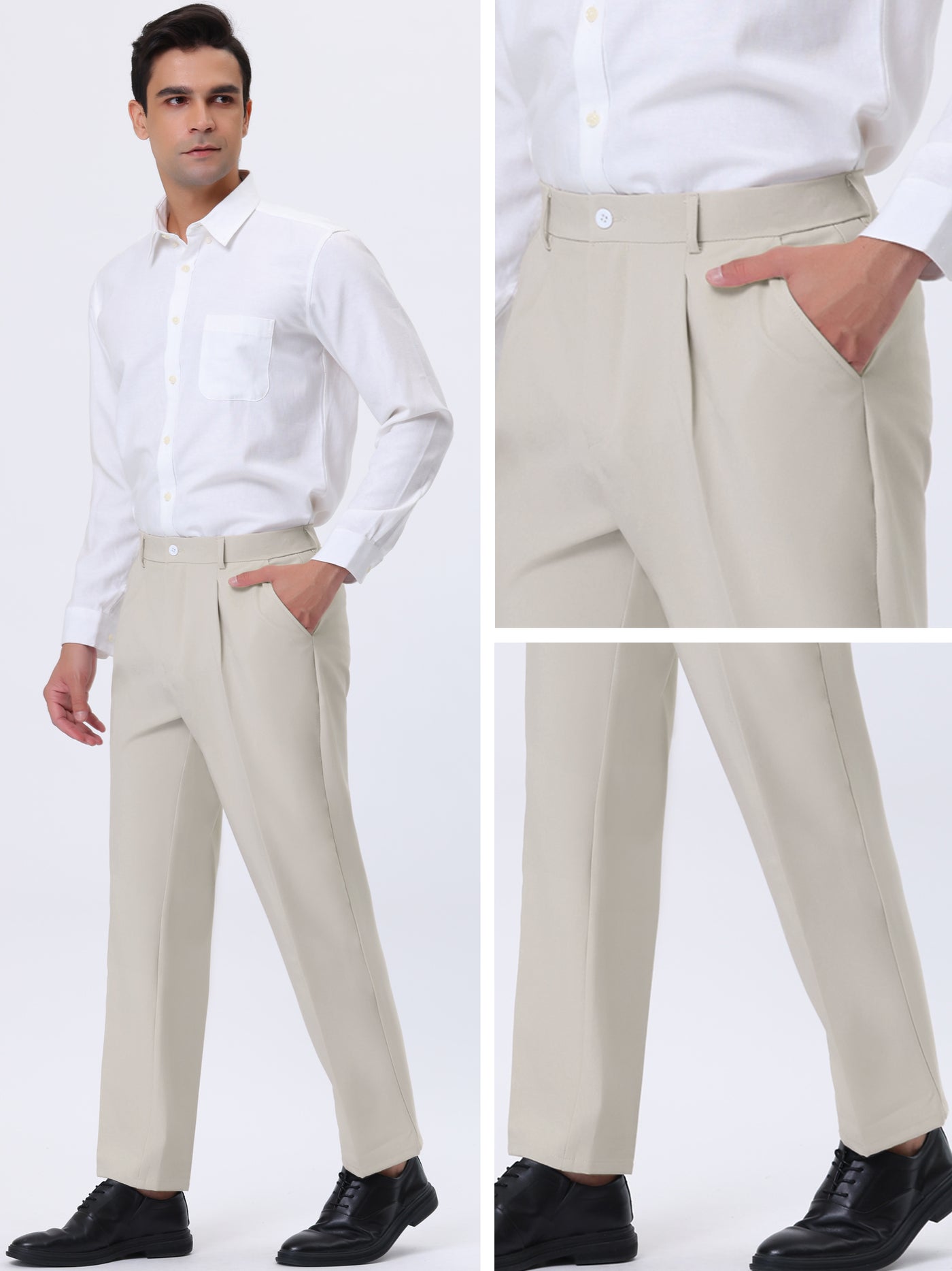 Bublédon Men's Pleat Front Pants Comfort Straight Leg Dress Trousers