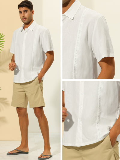 Hawaiian Men's Linen Short Sleeve Casual Button Down Summer Shirts