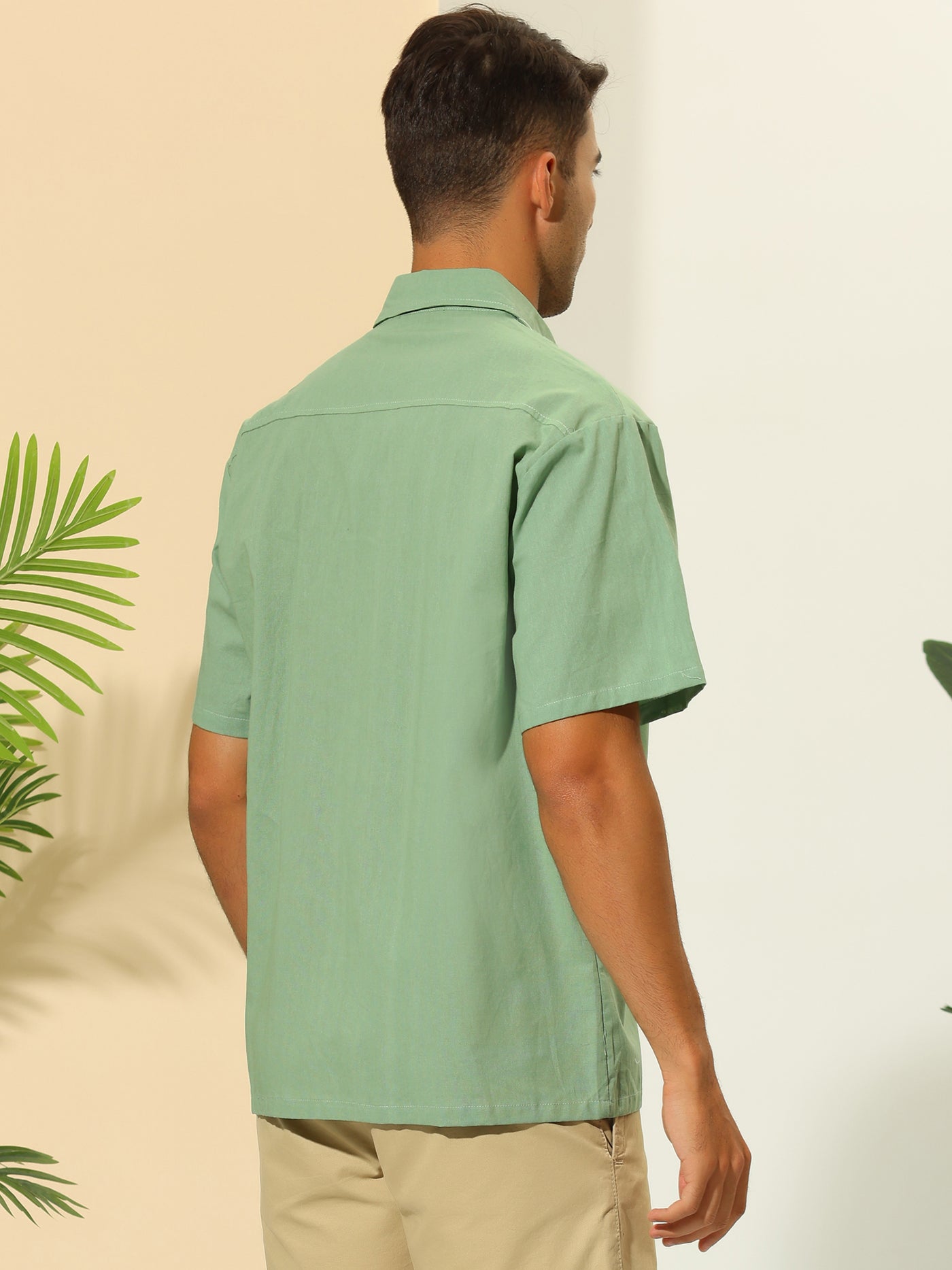 Bublédon Hawaiian Men's Linen Short Sleeve Casual Button Down Summer Shirts