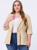 Knit X Line 3/4 Sleeve Button Decor Peplum Blazer