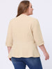 Knit X Line 3/4 Sleeve Button Decor Peplum Blazer