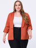 Women Plus Size 3/4 Sleeves Shawl Collar Blazer