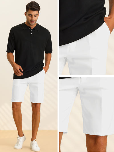Men's Chino Classic Fit Solid Color Pleated Front Business Shorts