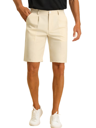 Men's Chino Classic Fit Solid Color Pleated Front Business Shorts