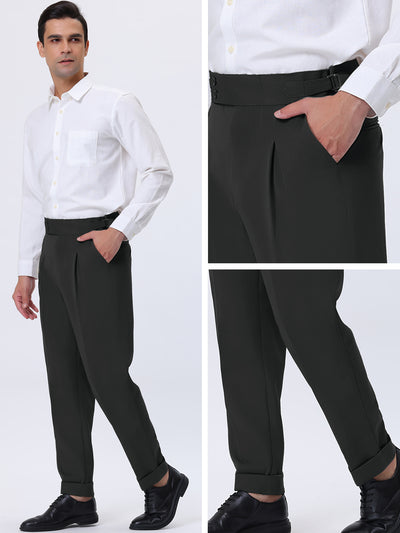 Men's Tapered Expandable Waist Stretch Pleated Front Trousers