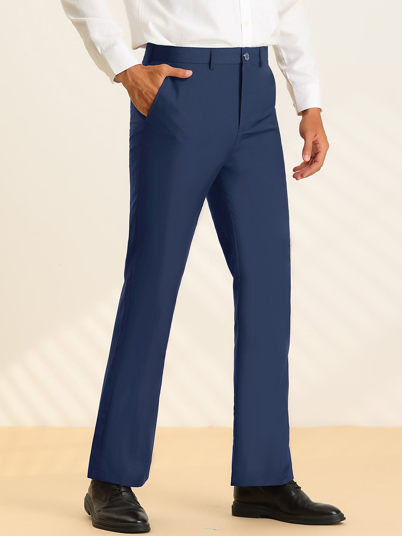 Bublédon Men's Flared Trousers Bell Bottom Retro Business Dress Pants