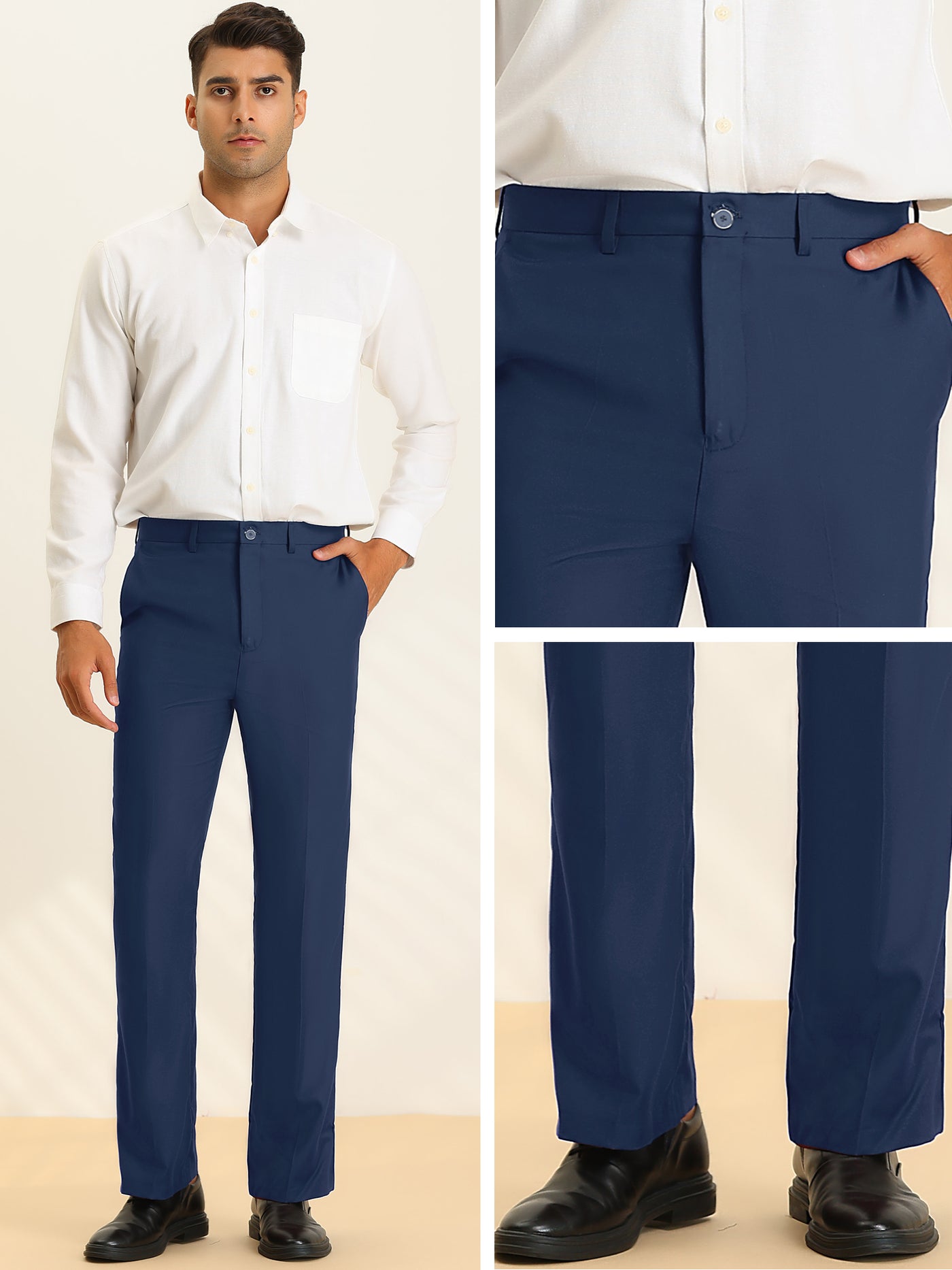 Bublédon Men's Flared Trousers Bell Bottom Retro Business Dress Pants