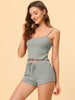 Pajama Sleeveless Crop Tank Tops and Shorts Strtechy 2pcs Lounge Set