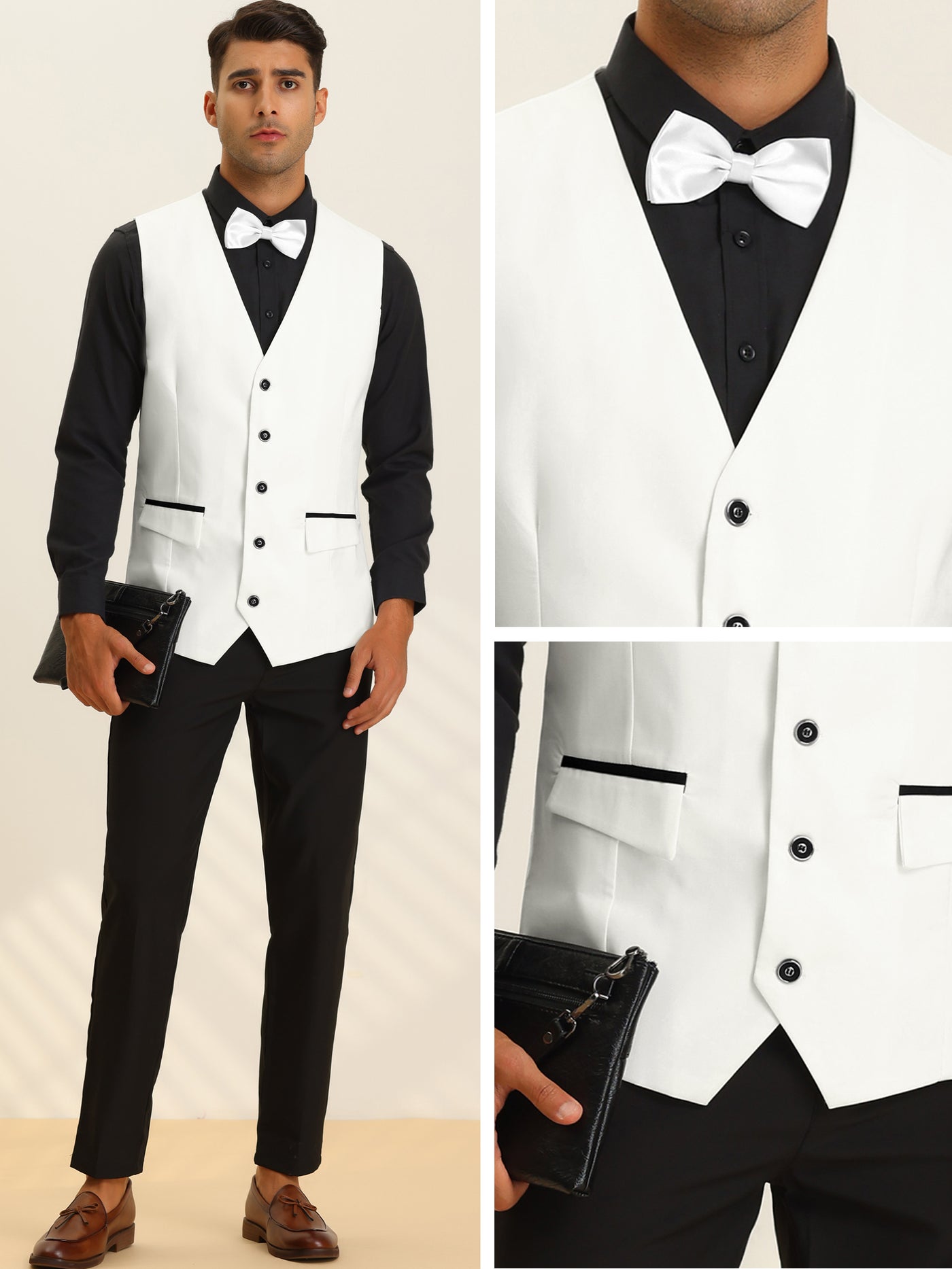 Bublédon Men's Slim Fit V-Neck Sleeveless Dress Vest Wedding Waistcoat