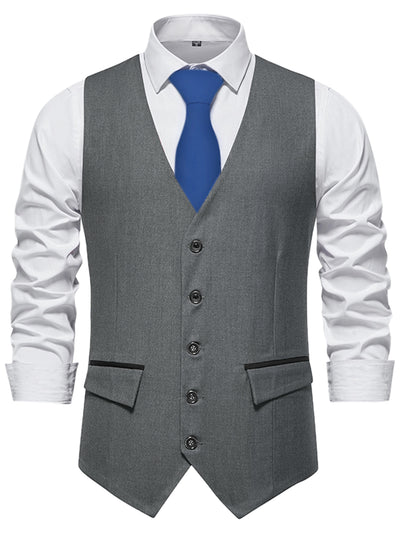 Men's Slim Fit V-Neck Sleeveless Dress Vest Wedding Waistcoat