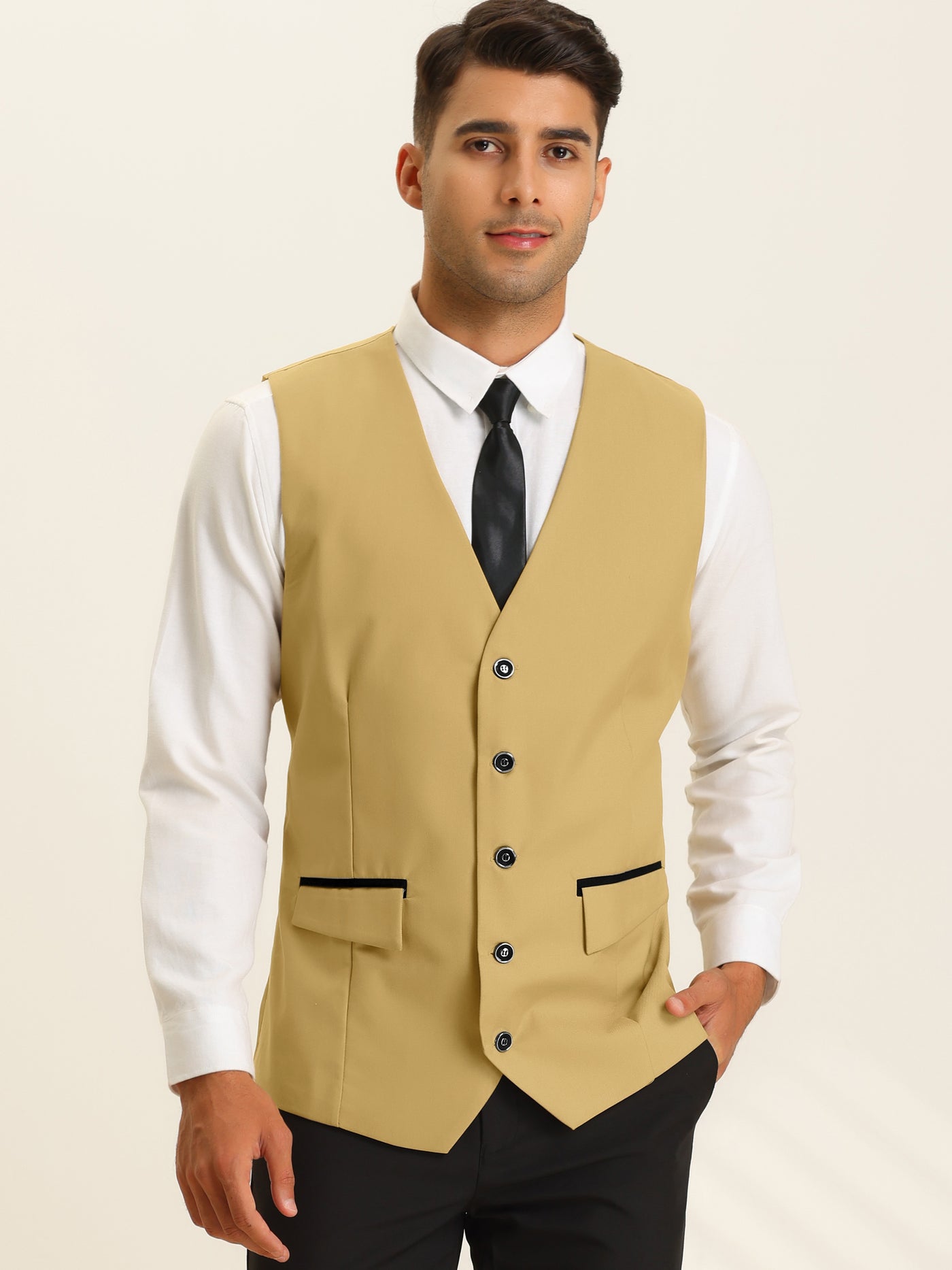Bublédon Men's Slim Fit V-Neck Sleeveless Dress Vest Wedding Waistcoat
