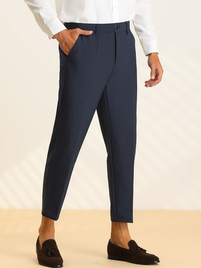 Ankle Length Business Slim Fit Flat Front Work Cropped Dress Pants