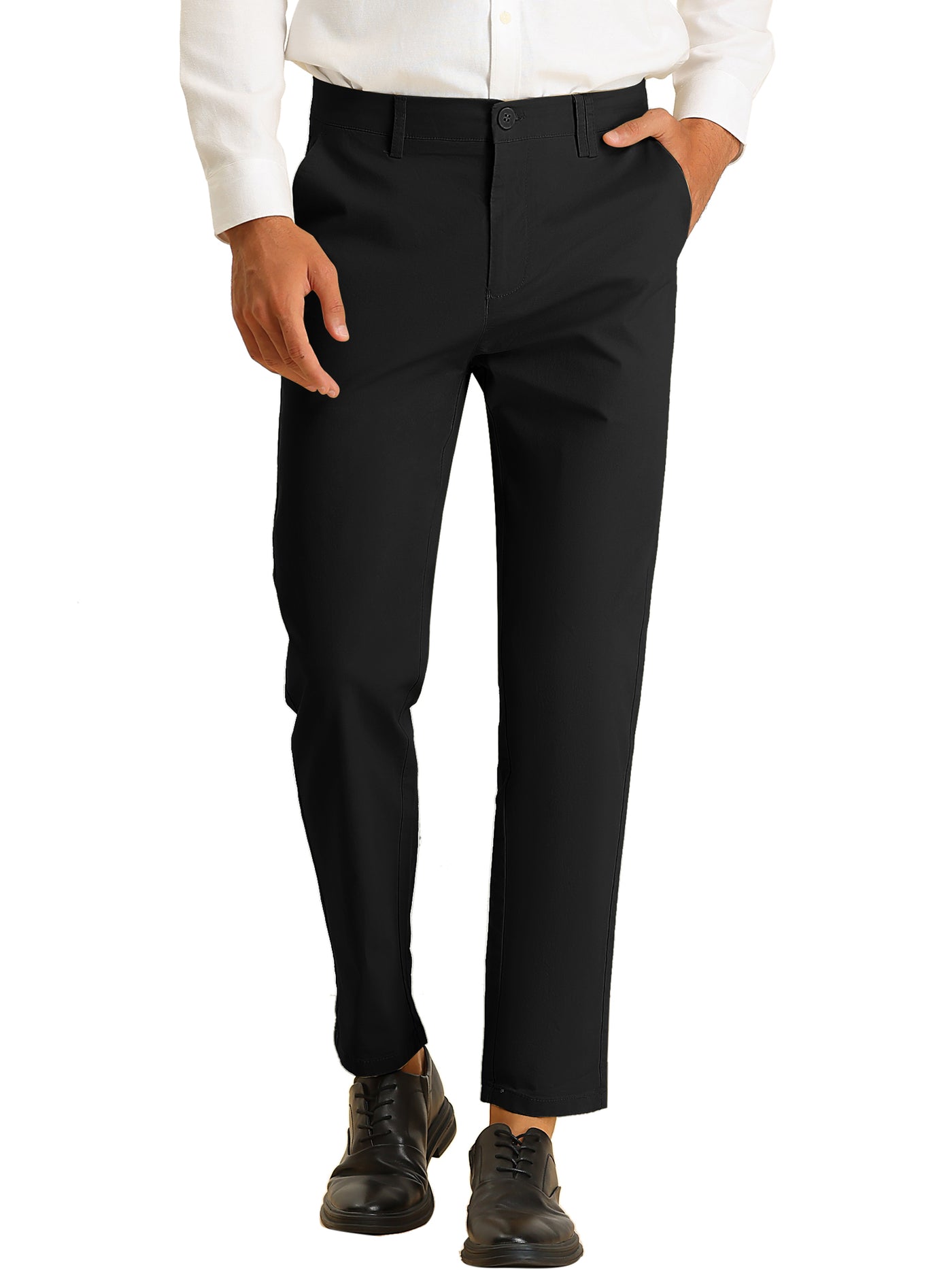 Bublédon Men's Cropped Dress Pants Flat Front Prom Tapered Trousers