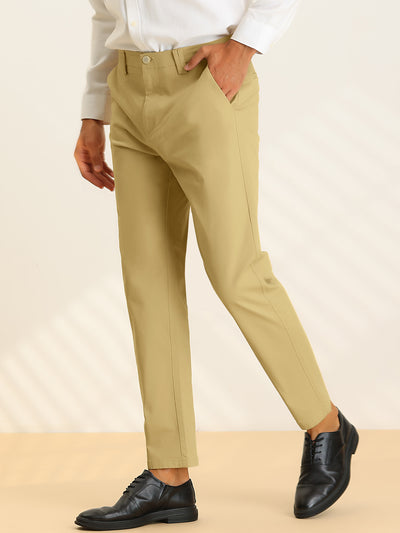 Men's Cropped Dress Pants Flat Front Prom Tapered Trousers