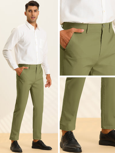 Men's Cropped Dress Pants Flat Front Prom Tapered Trousers