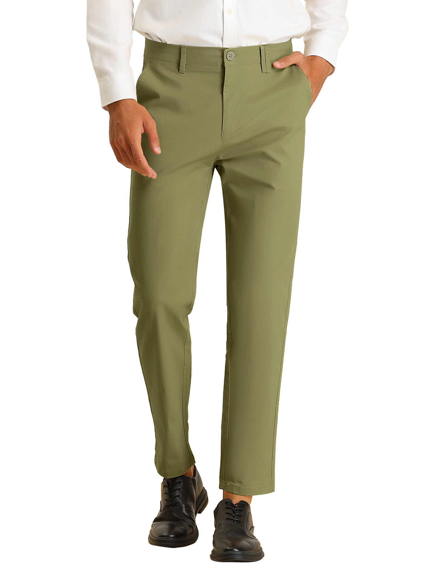 Bublédon Men's Cropped Dress Pants Flat Front Prom Tapered Trousers