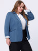 Spandex X Line Notched Lapel Long Sleeve Blazer